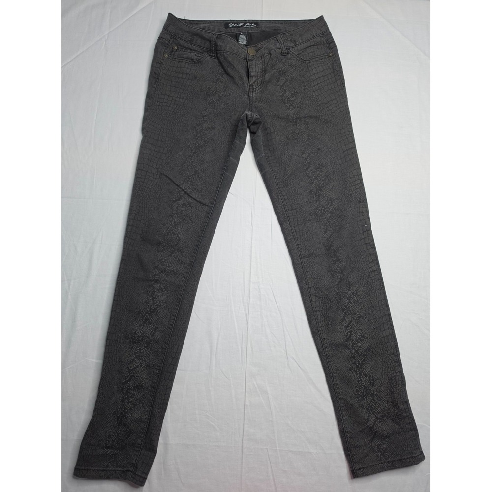 Celebrity Pink Original Denim Jeans Women's 9 Gray Snakeskin Print Skinny Leg